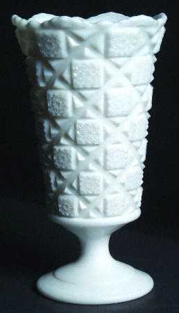 Old Quilt (Milk Glass) Footed Vase