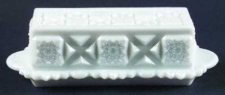 Old Quilt (Milk Glass) 1/4 Pound Covered Butter