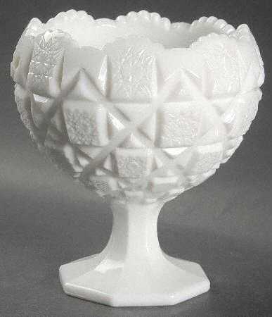 Old Quilt (Milk Glass) 6" Footed Cupped Bowl