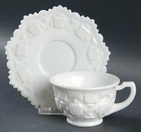 Old Quilt (Milk Glass) Cup & Saucer Set