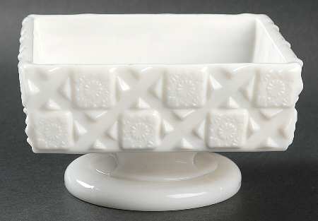 Old Quilt (Milk Glass) Compote No Lid