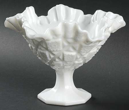 Old Quilt (Milk Glass) Round Compote (Height X Width)