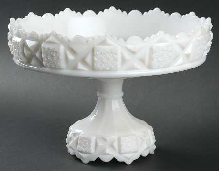 Old Quilt (Milk Glass) Footed Shallow Bowl by Westmoreland