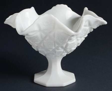 Old Quilt (Milk Glass) Round Compote (Height X Width)