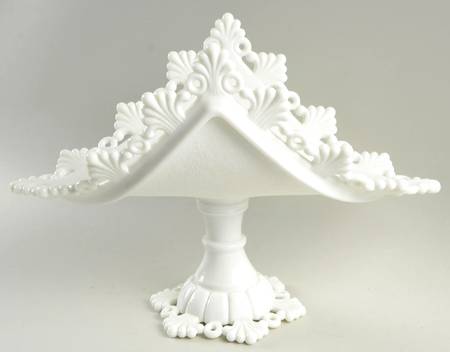 Ring and Petal Milk Glass Banana Stand by Westmoreland