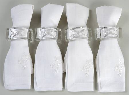 Signature Napkin Rings & Linen Napkins - Set of 4 Each by Waterford Crystal