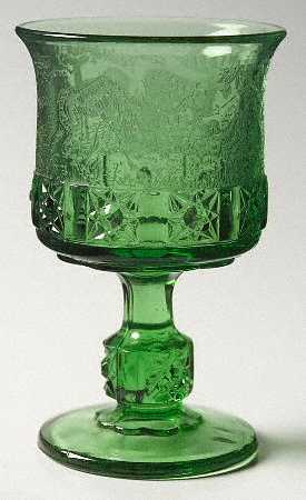 Daisy and Cube Green (Etch) by L G Wright Glass