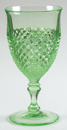 English Hobnail Green (Round Foot) Water Goblet by Westmoreland