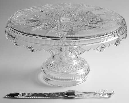 Twelve Days of Christmas 15" D Cake Stand & Lismore Cake Knife