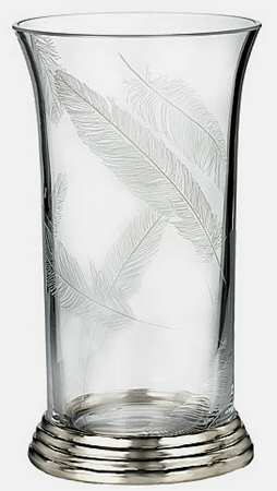 Feather 11" Flower Vase with Metal Base