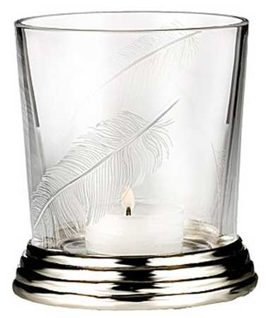 Feather Votive Candle with Metal Base