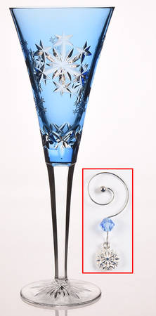 Snowflake Wishes Lt Blue Goodwill Fluted Champagne w/Wine Charm