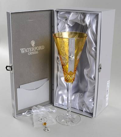 Snowflake Wishes (Boxed) Amber Peace Fluted Champagne w/2 Charms