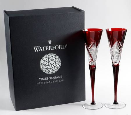 Times Square Greatest Gifts Collection (Set of 2) Ruby Fluted Champagne