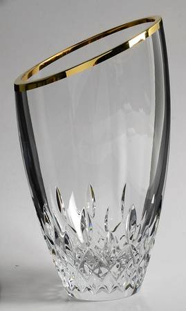 Lismore Essence Gold (Gold Band) 9" Angular Vase