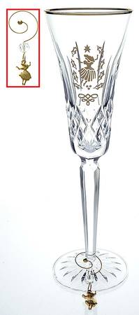 Lismore Twelve Days of Christmas Gold (Boxed) Fluted Champagne & Charm