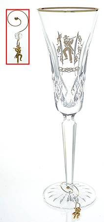 Lismore Twelve Days of Christmas Gold (Boxed) Fluted Champagne & Charm