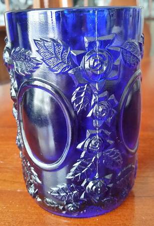 Mirrors and Roses Cobalt by L G Wright Glass