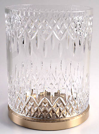 Lismore Reflection with Gold Band Hurricane Lamp & Metal Base