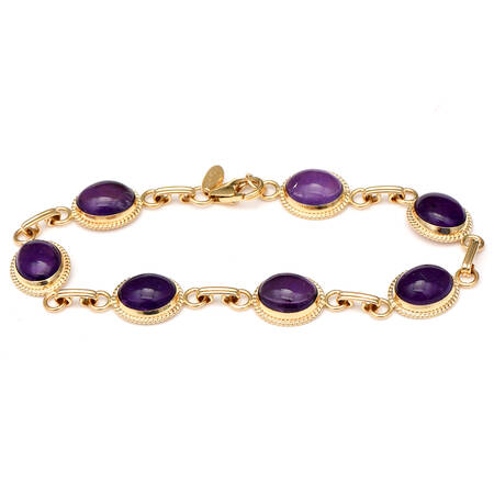 14KY Amethyst(16.50) Bezel Link Bracelet