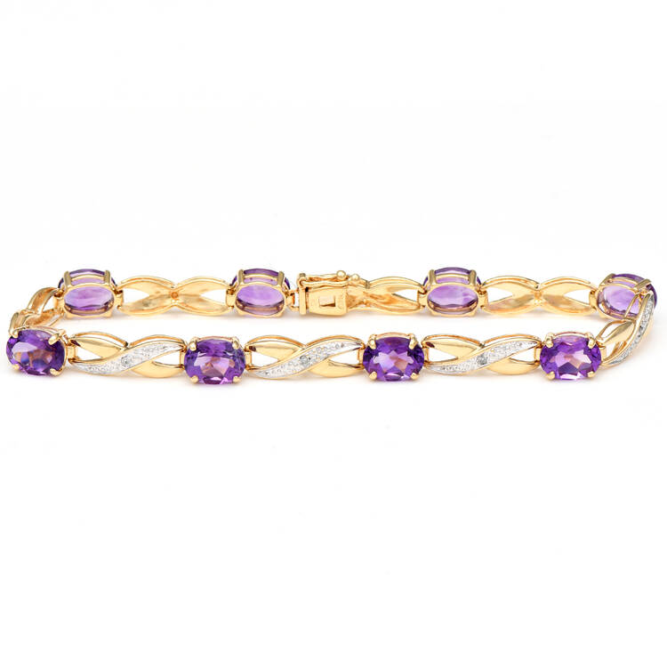 14KY Amethyst(8.40) & Diamond Accent Bracelet