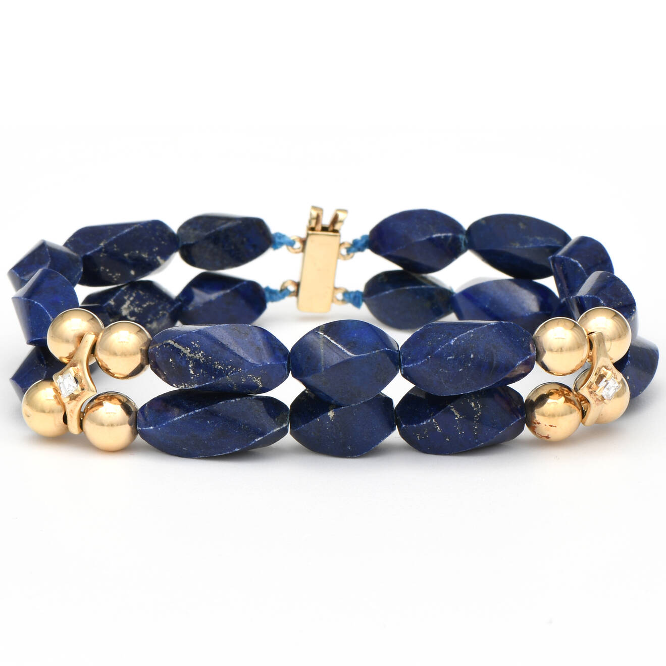 14KY Lapis Lazuili & Diamond(0.14) Station Bracelet