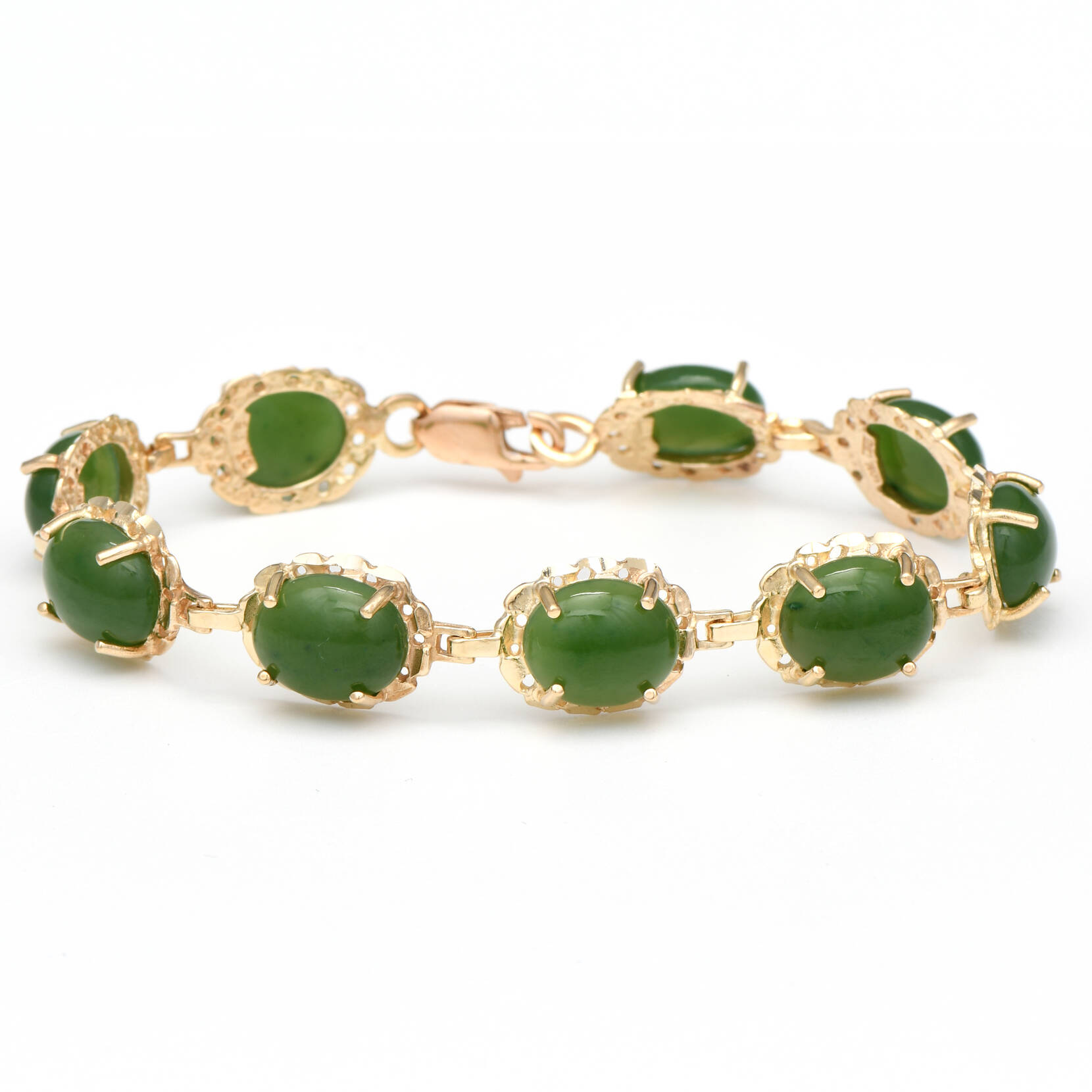 10KY Nephrite Jade(28.25) Line Bracelet