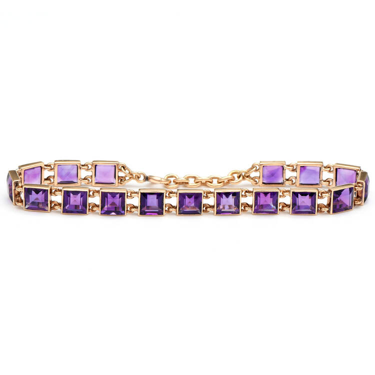 14KY Amethyst(7.0) Link Bracelet
