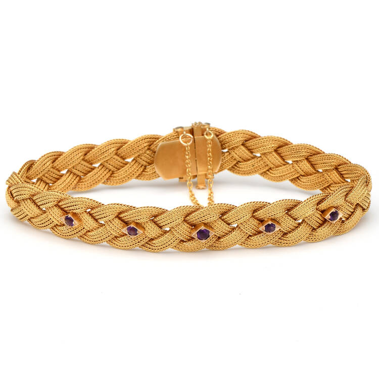 19/14KY Amethyst(0.18) Accented Woven Bracelet
