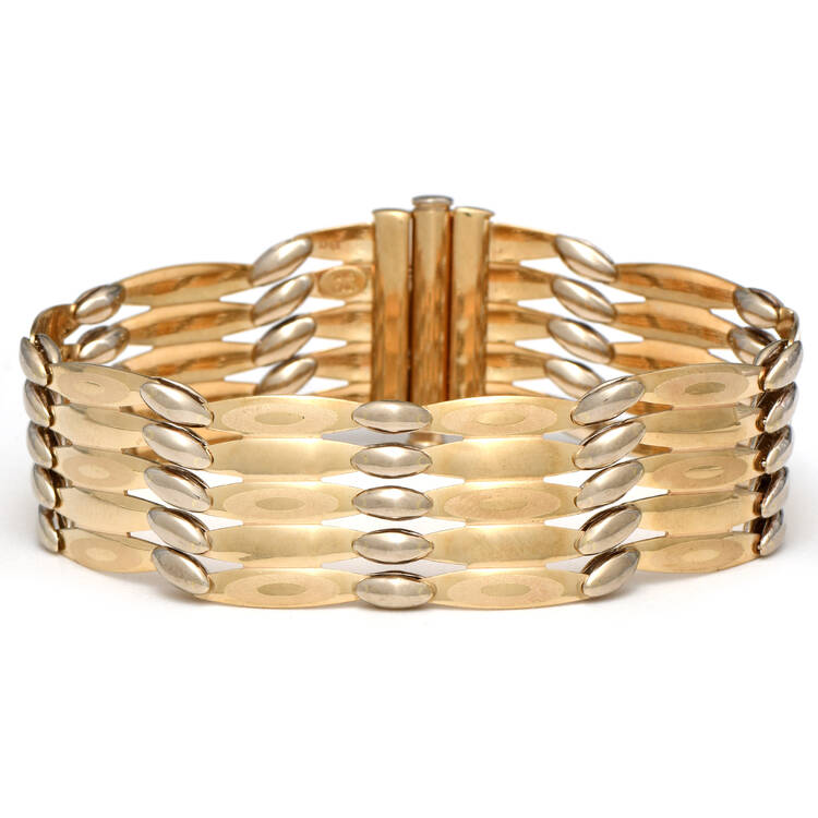 14KYW Wide Etched Link Bracelet