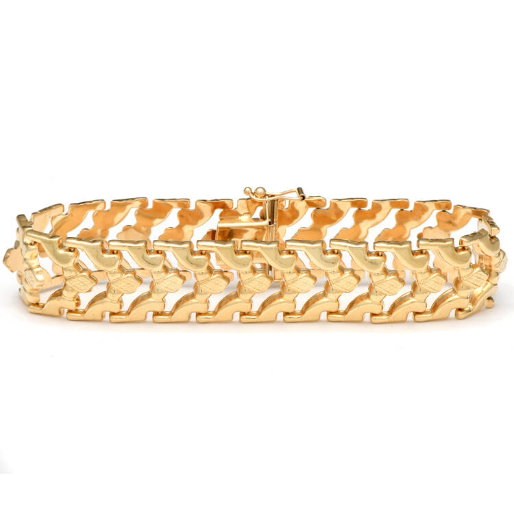 14KY Chevron Stampato Link Bracelet