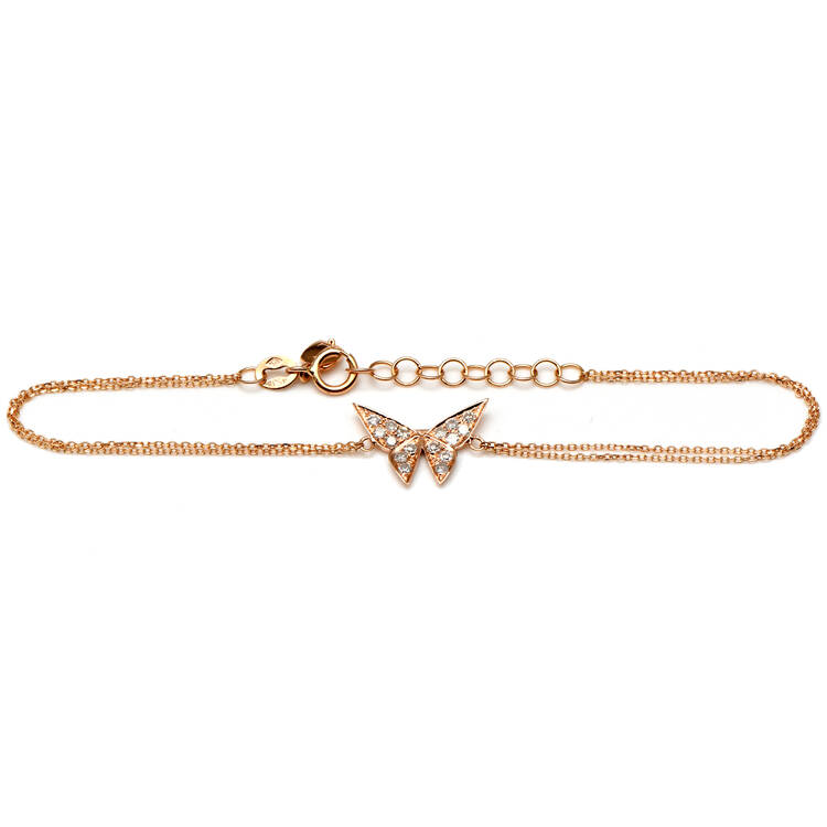 14KR Petite Diamond(0.15) Butterfly Bracelet