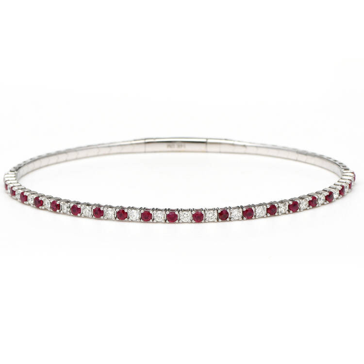 14KW Ruby(0.84) & Diamond(0.60) Flex Bangle Bracelet