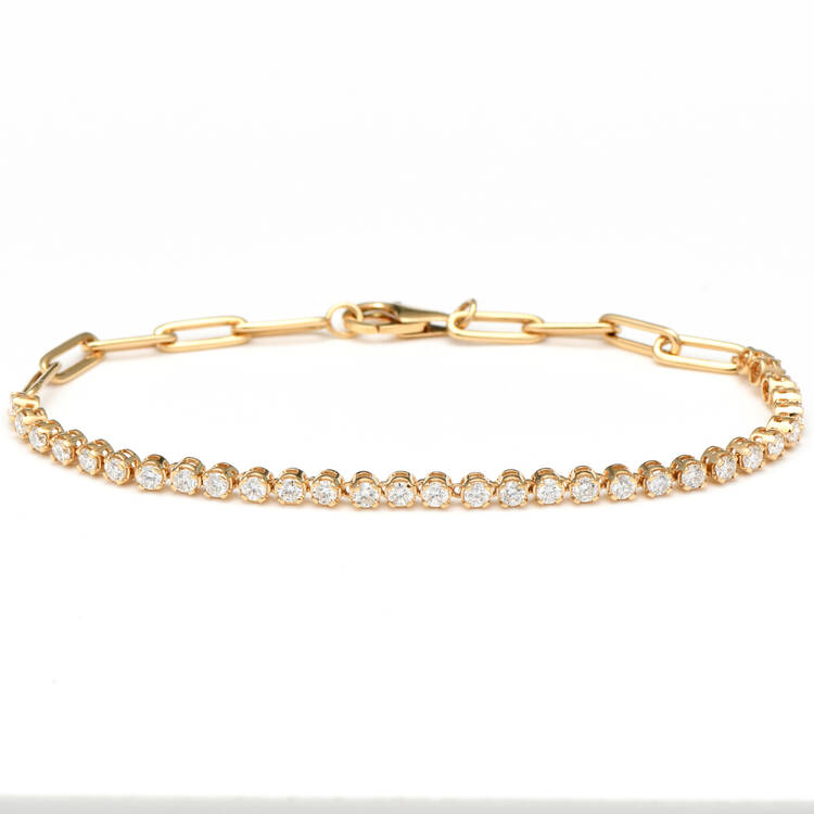 14KY Diamond(1.55) Paperclip Link Bracelet