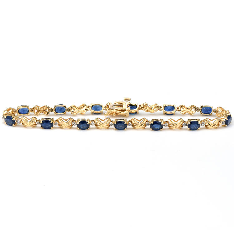 14KY Sapphire(5.70) & Diamond(0.06) Accent "X" Bracelet