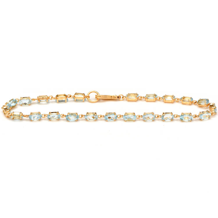 18KY Aquamarine(3.68) Link Bracelet