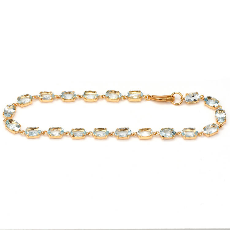 18KY Aquamarine(7.0) Link Bracelet