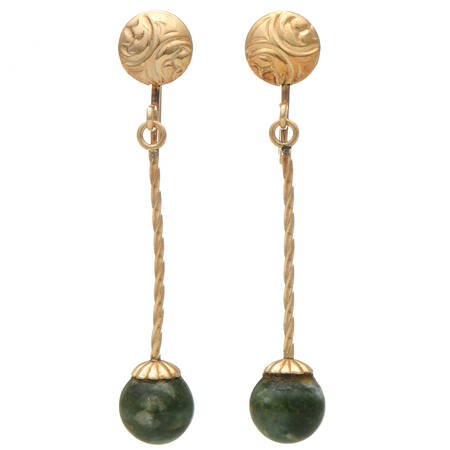 14KY Marble Screw-On Non-Pierced Drop Earrings
