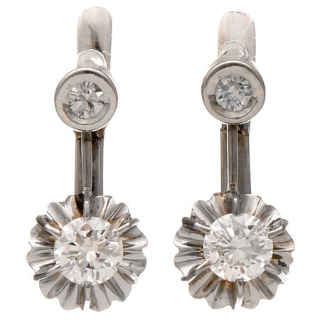 14KW Vintage Diamond(0.80) Buttercup Drop Earrings