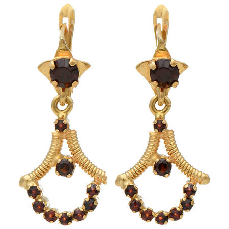 18KY Vintage Pyrope Garnet(1.12) Drop Earrings