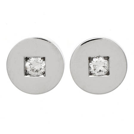 14KW Diamond(0.16) Disc Stud Earrings