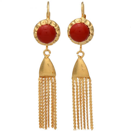 14KY Dyed Chalcedony Fringe Dangle Earrings