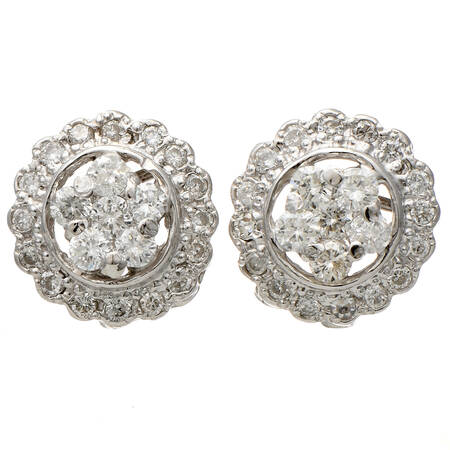14KW Diamond(0.82) Star Cluster Stud Earrings