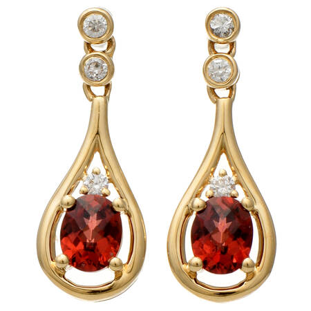 14KY Garnet(0.60) & Diamond(0.10) Drop Earrings