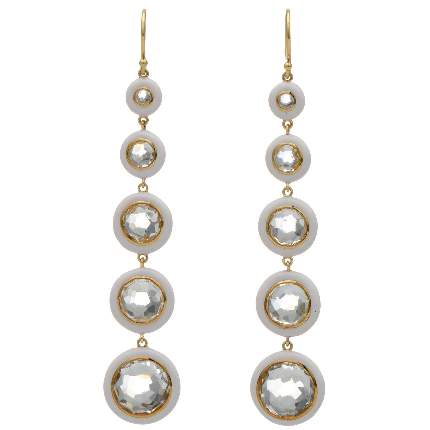 18KY Ippolita "Rock Candy" Rock Crystal Ceramic Drop Earrings