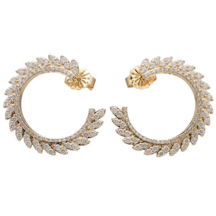 14KY Diamond(2.5) Laurel Wreath Hoop Earrings