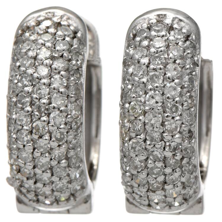 14KW Pave Diamond (0.52) Huggie Hoop Earrings