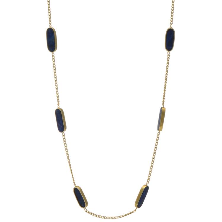 14KY Italian Lapis Lazuli (24.74) Station Necklace