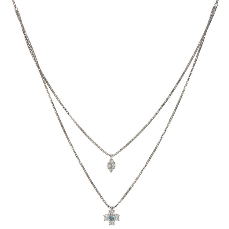 Platinum Double Diamond(0.42) Tier Necklace