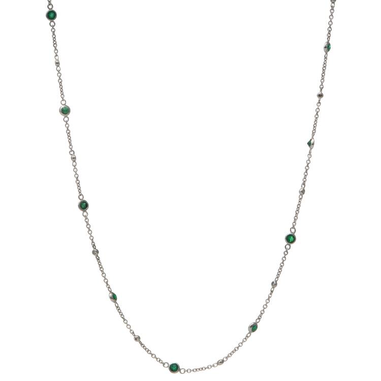 14KW Effy Emerald(1.10) & Diamond(0.18) By the Yard Necklace